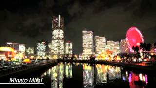 มุมมองในเวลากลางคืนของเมืองมินาโตะมิไรโยโกฮาม่า